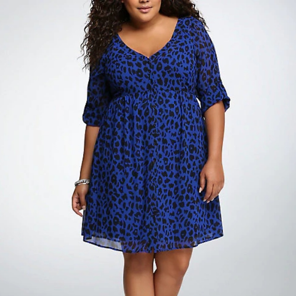 Torrid Leopard Print Chiffon Shirtdress sz 3